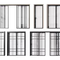 Various Modern Sliding Doors With Glass Panels And Different Frame Styles 3d model
