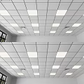 Ceiling Design With Neatly Arranged White Square Panels Grid Lines And Recessed Lights