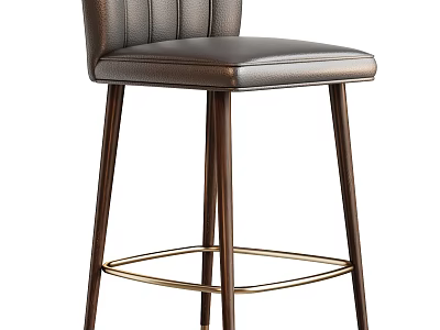 Modern Bar Stool Featuring Leather Seat And Metal Legs For Kitchen Island Design 3d model