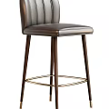 Modern Bar Stool Featuring Leather Seat And Metal Legs For Kitchen Island Design
