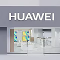Modern Retail Interior With White Display Tables Large Screens And Products