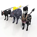 Mythical Fantasy Animals With Horns Spiked Tails And Unique Fur Patterns