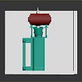 Green Electrical Transformer With Black Coils White Insulators And Red Component In White Display Box