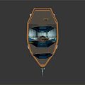 3D Pirate Ship Water Vehicle With Blue Sails Brown Hull And Skull Symbols