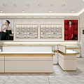 Luxurious Modern Jewelry Store Interior With Glass Display Cases White Counters And Ceiling Lighting