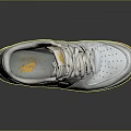 White Leather Lace Up Sneakers With Orange Sole And Yellow Accents Classic Style