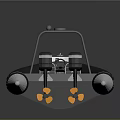 Black Inflatable Boat with Dual Engines Seats and Console as Water Transport Vehicle
