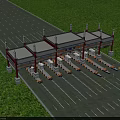 Chinese Traditional Multi Gate Archway With Red Gold Ornamental Roof And Blue Sky