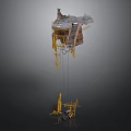 Offshore Oil Drilling Platform Structure With Equipment And Support Components