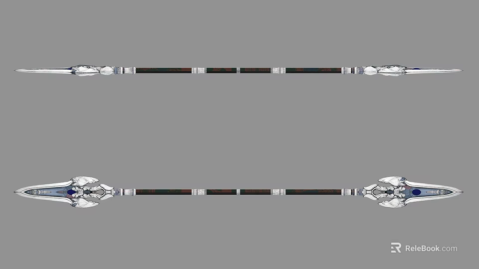 Game Movie Character Weapon Featuring Silver Metal Black Handle And Gemstone Details 3d model 