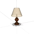 Elegant Table Lamp Featuring Beige Fabric Lampshade Brown Spiral Base And White Lace Doily
