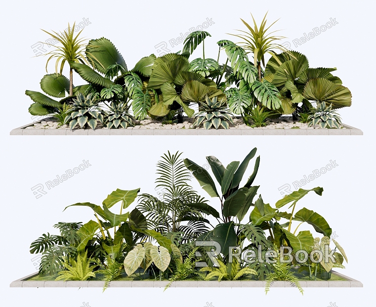 Modern courtyard plant combination shrub flowers outdoor plant landscape model