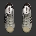 Classic Shell Toe Casual Shoes White with Dark Stripes Cream Sole Stylish Design