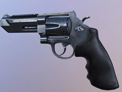 Modern Black Metal Revolver Weapon With Ergonomic Grip And Sleek Design 3d model