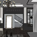 Luxury Bridal Shop Interior With Wedding Dress Display Sofa Chandelier And Large Mirror