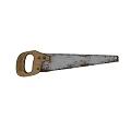 Vintage Rusty Hand Saw With Wooden Handle And Metal Blade