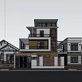 Modern Detached Villa With Multi Storey Balconies Green Plants Wooden Exterior And Surrounding Trees