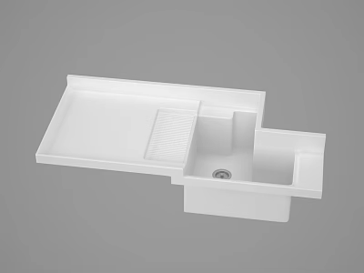 Functional Minimalist White Wash Basin With Integrated Countertop Drainer And Drainage 3d model