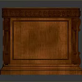Classic Wooden Office Desk Featuring Brown Finish Black Panel And Ornate Carved Drawers