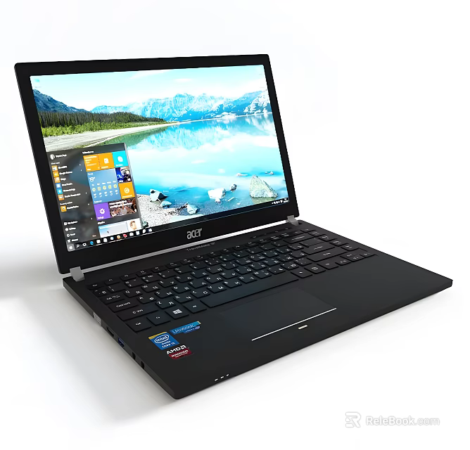 Acer Laptop Featuring Scenic Desktop Display And Black Keyboard Design 3d model 