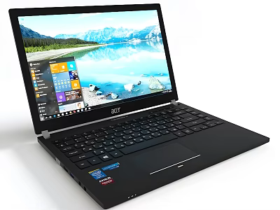 Acer Laptop Featuring Scenic Desktop Display And Black Keyboard Design 3d model