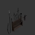 Medieval weapons and weapon racks 3d model