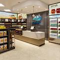 Modern Supermarket Department Store Featuring Well Organized Shelves Various Products Checkout Counter And Beverage Refrigerators