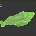 White 3D Shark Model With Textured Surface On Black Reflective Display Base 3d model