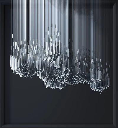 Modern Artistic Pendant Light With Slim Hanging Metallic Strips And Elegant Shimmering Design Structure 3d model