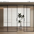 Modern glass sliding door narrow frame sliding door glass sliding door 3d model