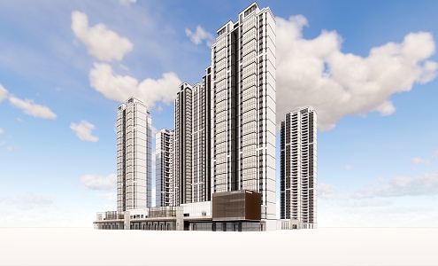 Modern Residential Area Chengdu Huarun City Commercial High-rise Residential 3d model