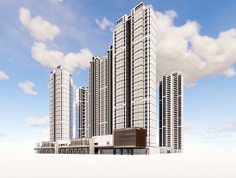 Modern Residential Area Chengdu Huarun City Commercial High-rise Residential 3d model