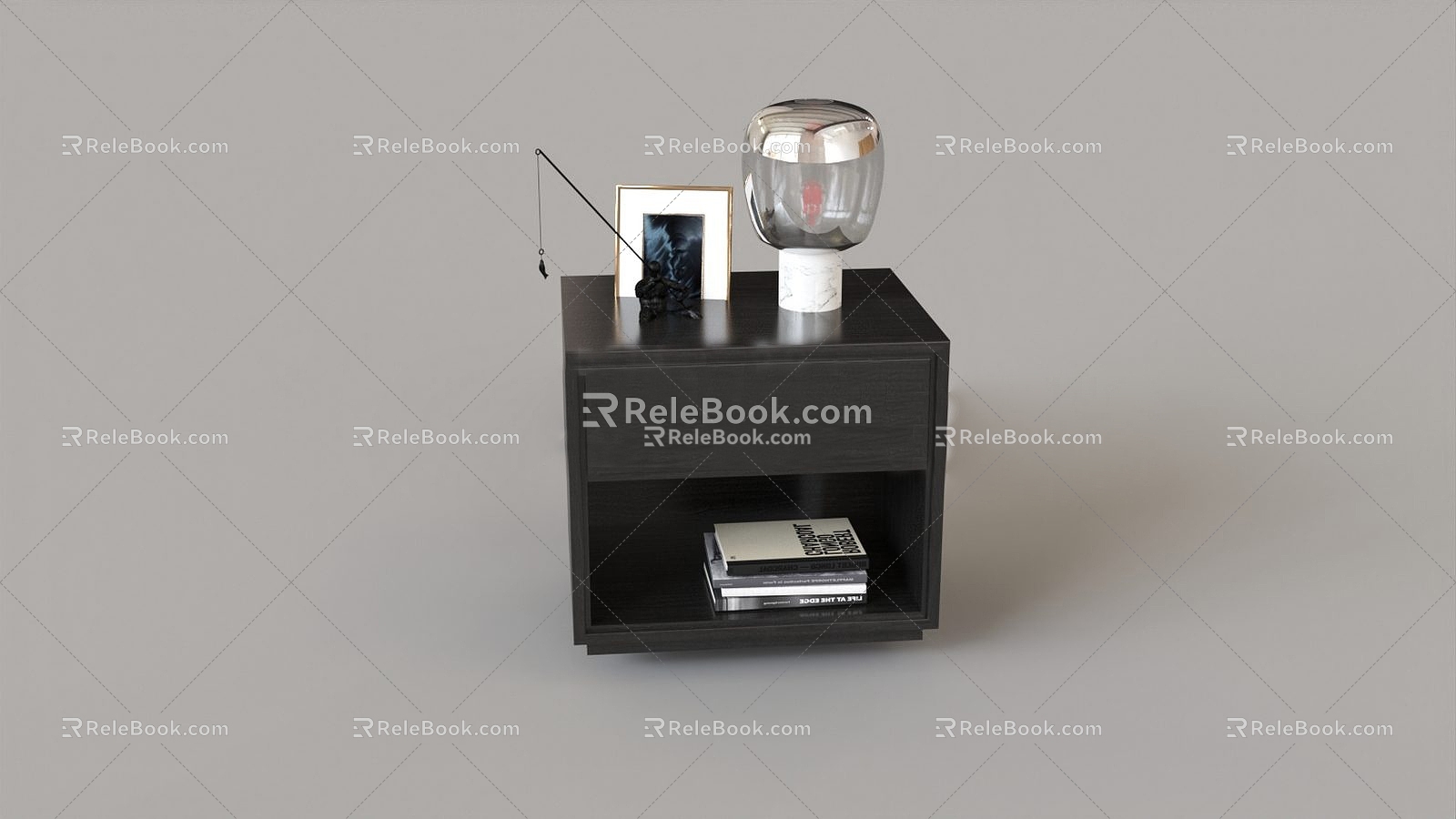 Side Cabinet Bedside Table Table Lamp Photo Frame Locker 3d model