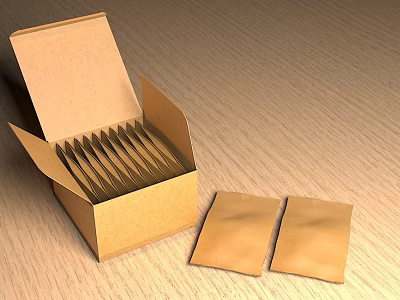 Open Beverage Cardboard Box With Small Sachets Inside Containing Packaging 3d model