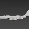 White Military Fighter Jet With Four Engines And Long Wings Design