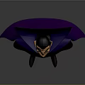 Cartoon Vampire Character In Black Suit With Purple Cape And Pointed Fangs