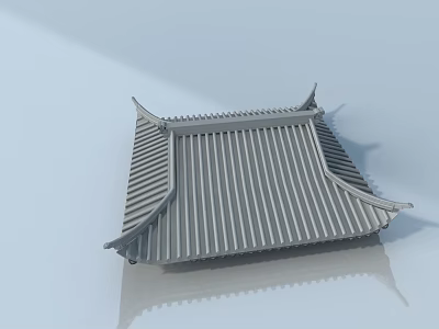 Traditional Chinese Style Flat Door With Gray Tile Eaves And Classic Architectural Design 3d model