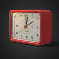 Red Square Alarm Clock With White Dial Black Numbers And Hands