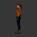 Casual Daily Living Clothing Set With Brown Jacket Black Gloves And Leather Boots