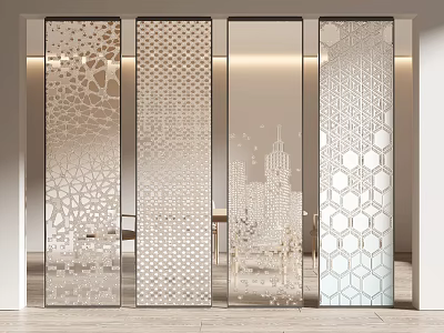 Modern Interior Room Dividers With Intricate Laser Cut Geometric Patterns And Transparent Design 3d model