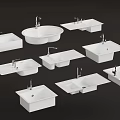 Various White Ceramic Bathroom Sinks With Single Hole Faucet Designs 3d model