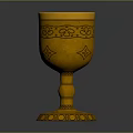 Elegant Golden Cup With Intricate Decorative Patterns And Sturdy Base Design 3d model