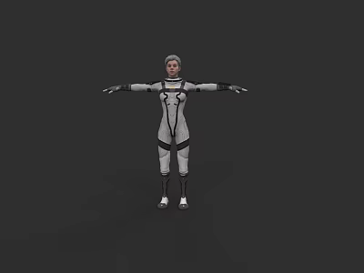 Game Movie Character Female With Gray Hair In Tight Fitting Suit Arms Outstretched 3d model