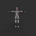 Game Movie Character Female With Gray Hair In Tight Fitting Suit Arms Outstretched