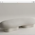 Modern Light Gray Upholstered Sofa Bench With Rounded Design And Sturdy Low Legs 3d model