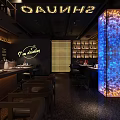 Stylish Bar Interior With Bar Counter Wine Racks Dining Tables And TV Screen