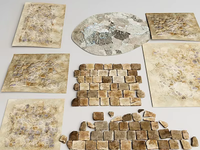 Natural Stone And Wood Decorative Materials With Various Textures And Patterns 3d model