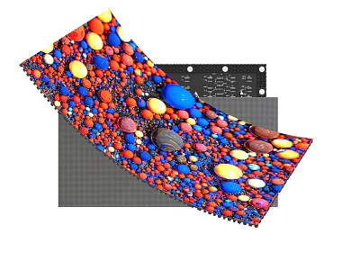 Computer Chip With Colorful Particles On Curved Structure And Circuit Board 3d model