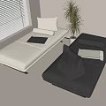 Light And Dark Colored Daybeds With Cushions And Throws Near Window 3d model