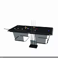 Modern Black Glass Entertainment Billiard Table Design With Sleek Surface And Metal Legs